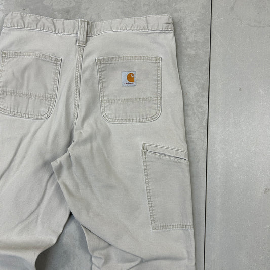 Vintage Carhartt White Workwear Carpenter Baggy Trousers - 30