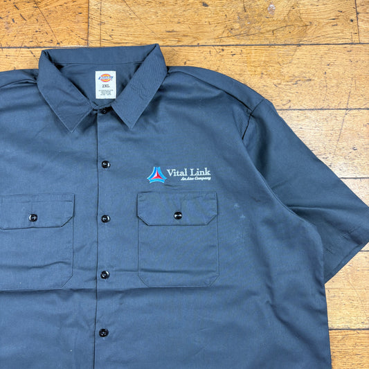 Vintage Dickies Grey Workwear Short Sleeve Shirt - 2XL