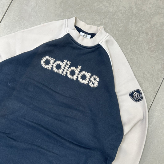 Vintage Adidas Navy White Spellout Sweatshirt - S