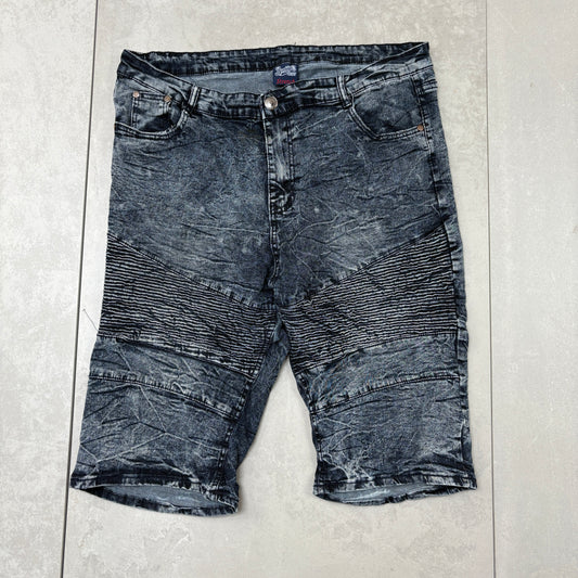 Vintage Embroidered Hip Hop Blue Shorts Jorts - 38