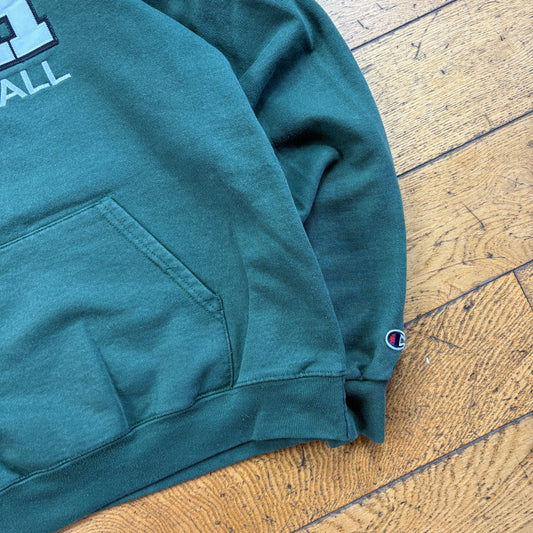 Vintage Champion College Volleyball Green Embroidered Hoodie Sweatshirt - M