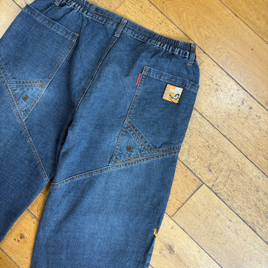 Vintage Pole Position Embroidered Hip Hop Blue Baggy Shorts Jorts - 32