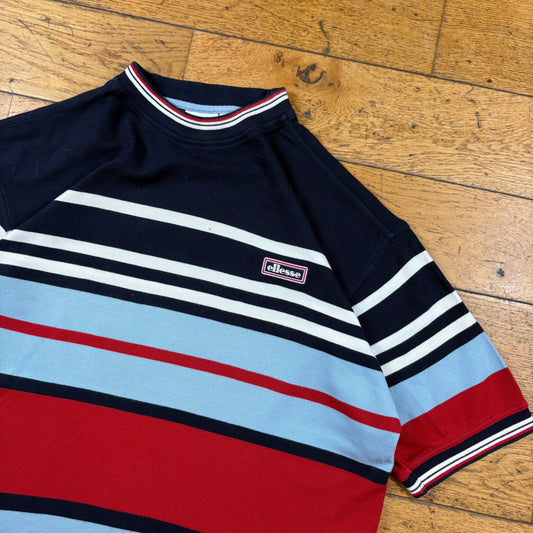 Vintage Ellesse Navy Red Stripe T-Shirt - XL