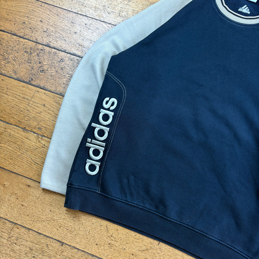 Vintage Adidas Black Cream Embroidered Sweatshirt - XL