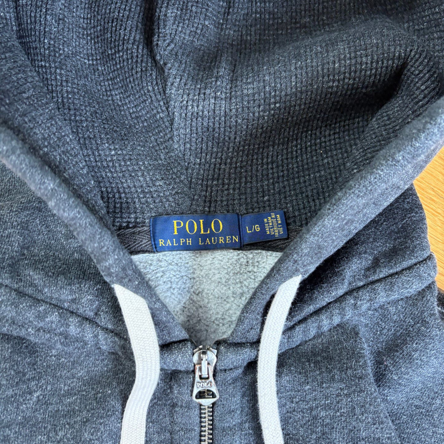 Vintage Ralph Lauren Grey Zip Hoodie Embroidered Sweatshirt - L