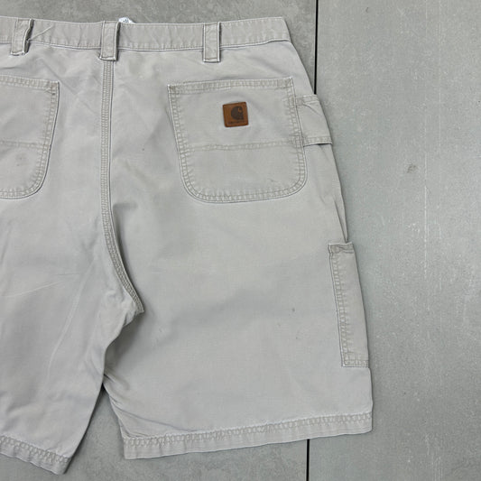 Vintage Carhartt Workwear Baggy Cream Carpenter Shorts - 40