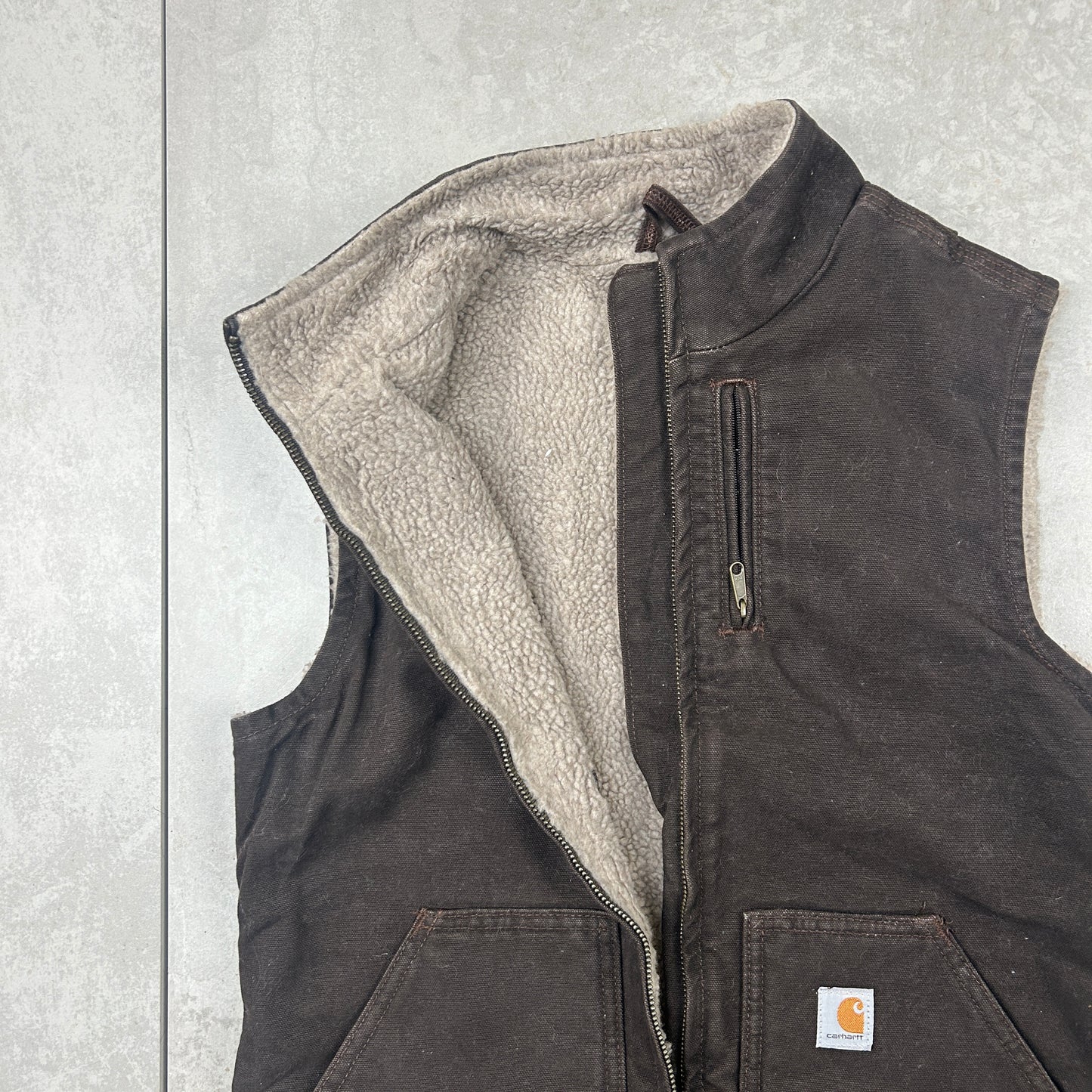 Vintage Carhartt Workwear Detroit Brown Cropped Vest Gilet - XS