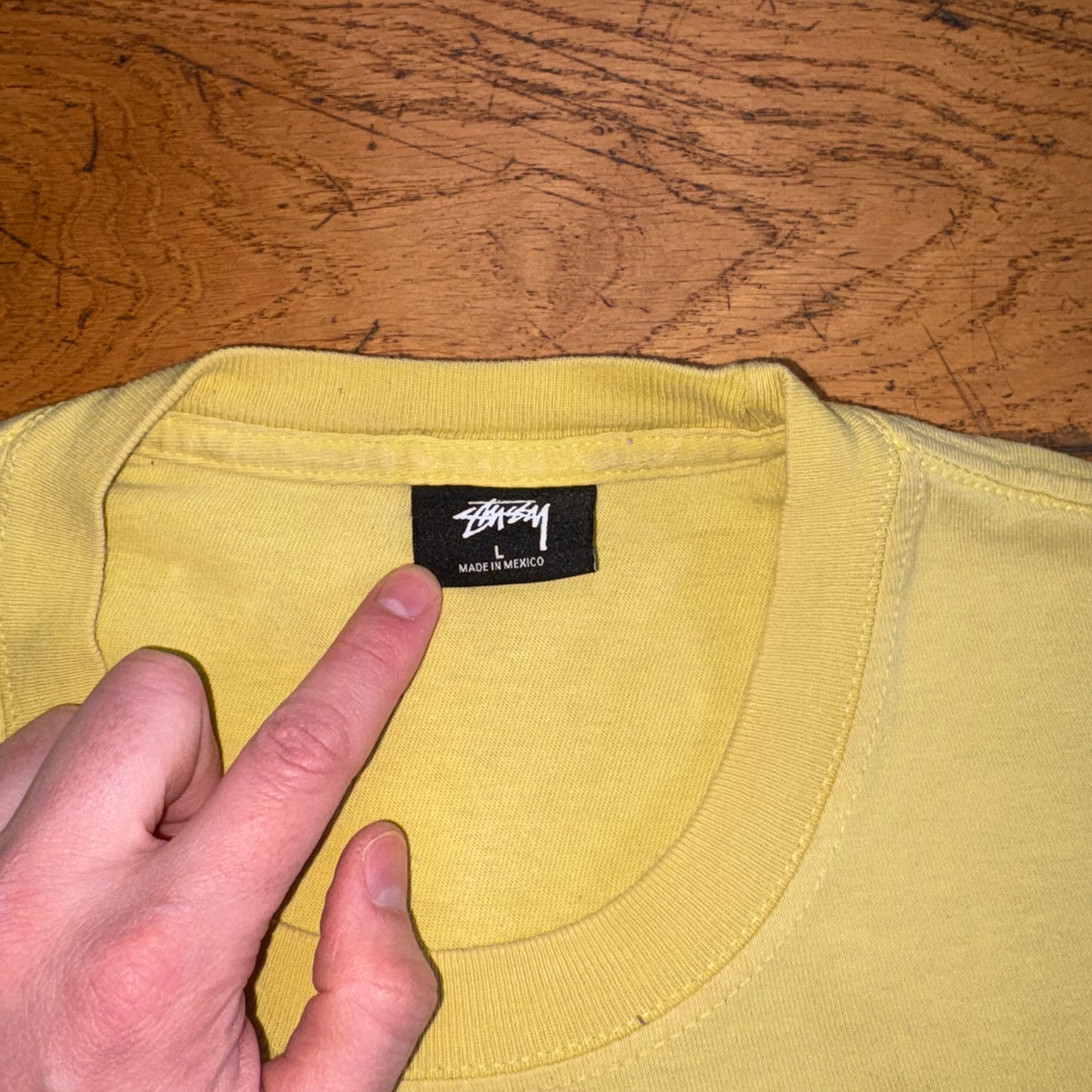 Vintage Stussy Yellow Surfwear Graphic T-Shirt - L