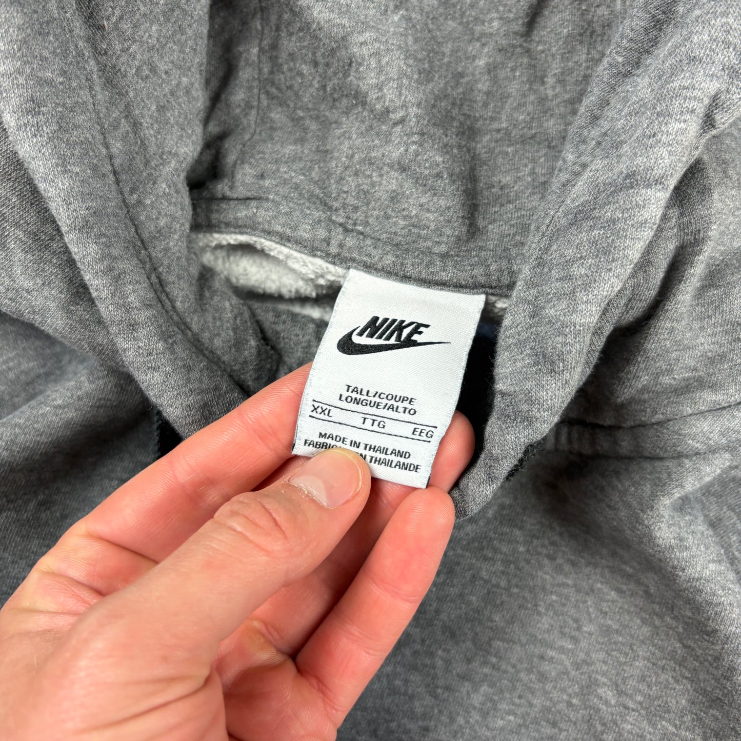 Vintage Nike Zip Grey Embroidered Hoodie Sweatshirt - XXL