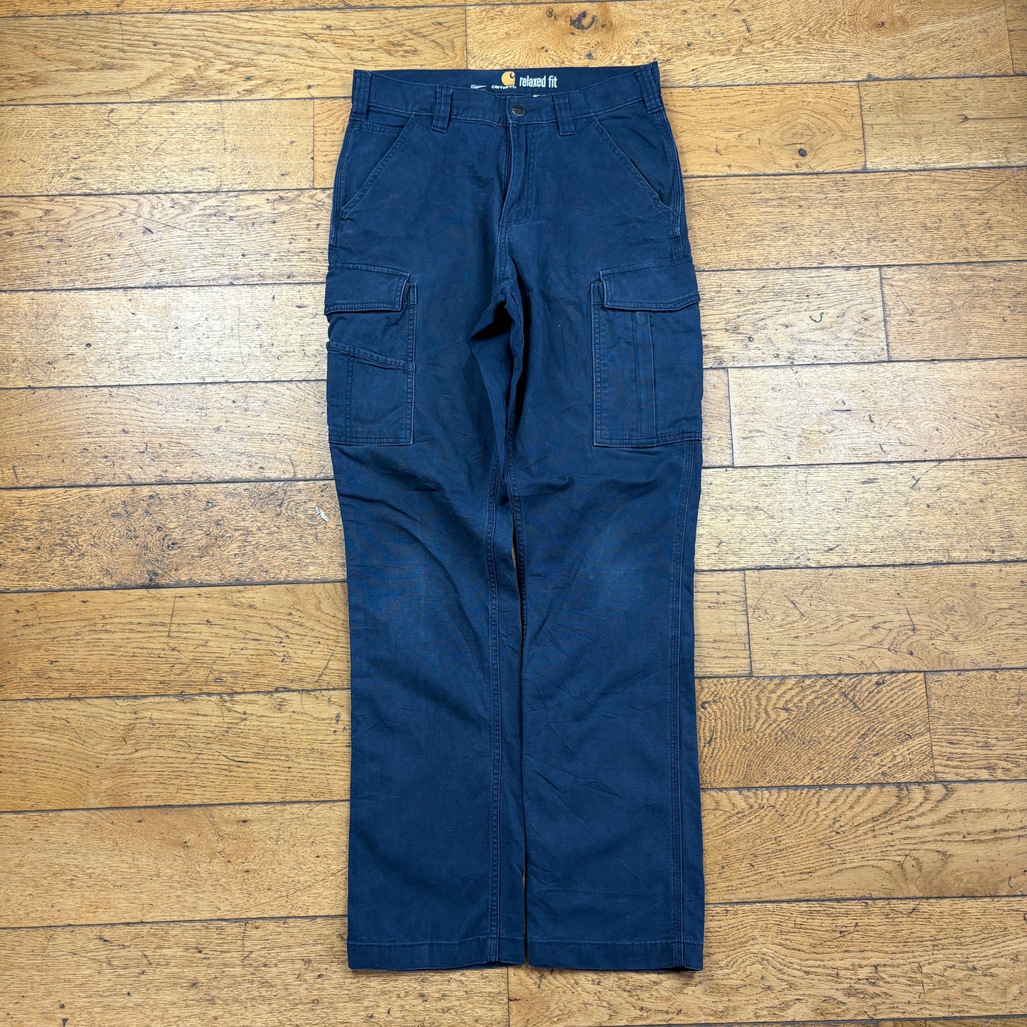 Vintage Carhartt Navy Cargo Workwear Carpenter Trousers - 32