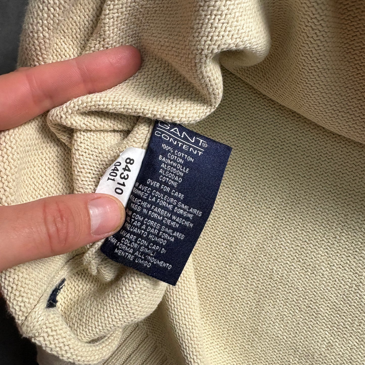 Vintage Gant Embroidered Cream 00s Y2K Chunky Knit Jumper - M