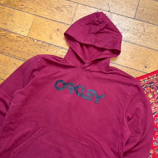 Vintage Oakley Burgundy Hoodie Sweatshirt - 2XL