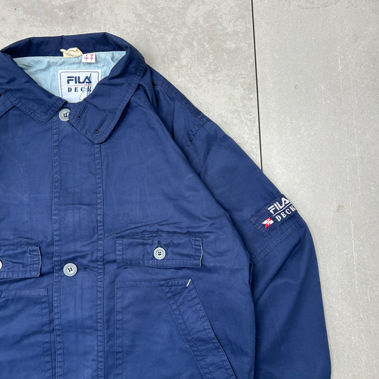 Vintage Fila Deck Gear Sailing Harrington Chore Navy Lightweight Jacket - L
