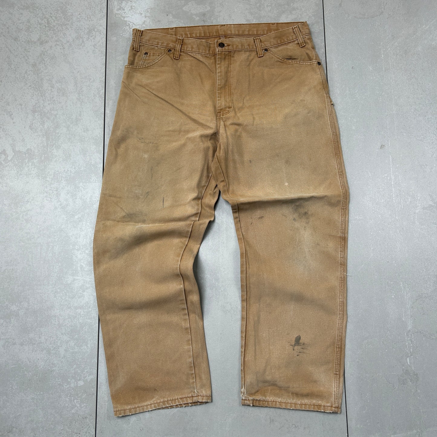 Vintage Dickies Workwear Carpenter Baggy Brown Trousers - 38