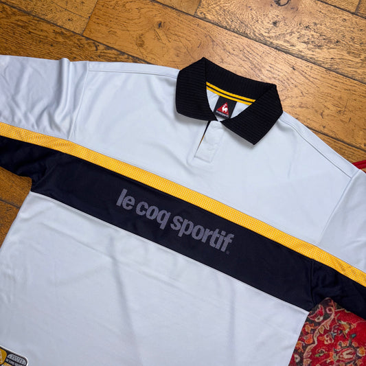 Vintage Le Coq Sportif Blue Stripe Polo Shirt - L