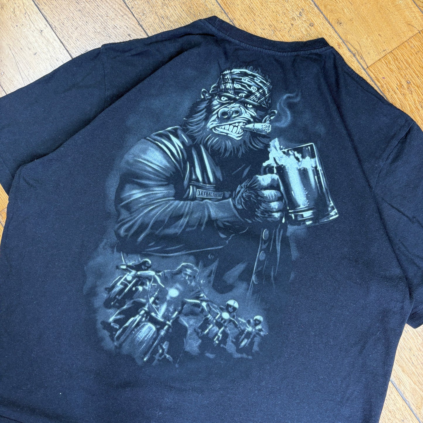 Vintage Lethal Threat Gorilla Beer Black Graphic T-Shirt - XXL