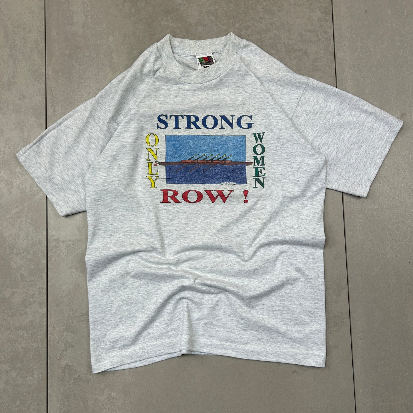 Vintage 90s Single Stitch Rowing Graphic Grey T-Shirt - S