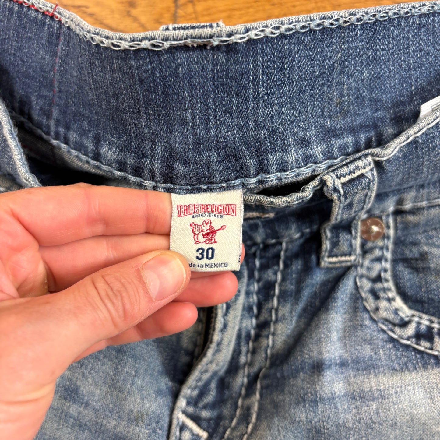 Vintage True Religion Blue Embroidered Y2K Shorts Jorts - 30
