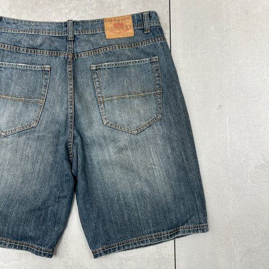 Vintage Embroidered Hip Hop Baggy Blue Shorts Jorts - 38