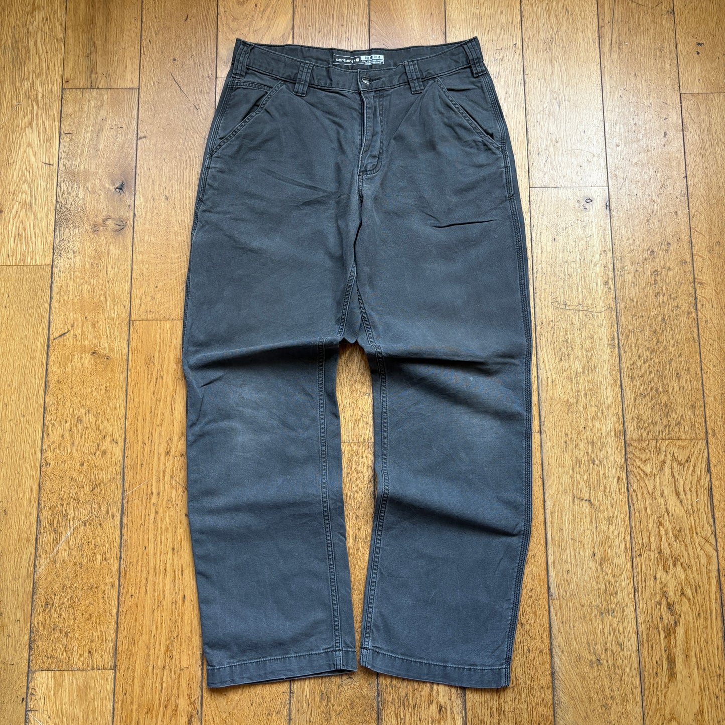 Vintage Carhartt Workwear Carpenter Grey Baggy Trousers - 33