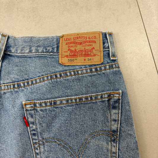Vintage Levis 550 Baggy Blue Denim Shorts - 34