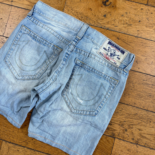 Vintage True Religion Blue Embroidered Y2K Shorts Jorts - 32
