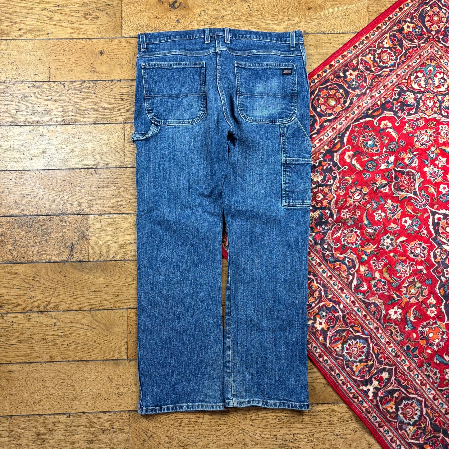Vintage Dickies Workwear Carpenter Baggy Blue Trousers - 36