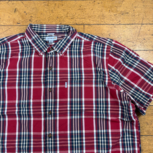 Vintage Carhartt Red Check Workwear Short Sleeve Shirt - 3XL