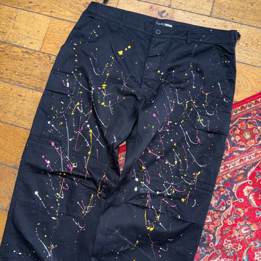 Vintage Fashion Nova Black Y2K Hip Hop Baggy Cargo Trousers - 38L