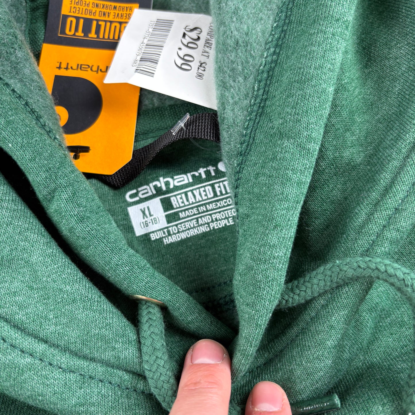 Vintage Carhartt Womens Green Hoodie Sweatshirt - XL