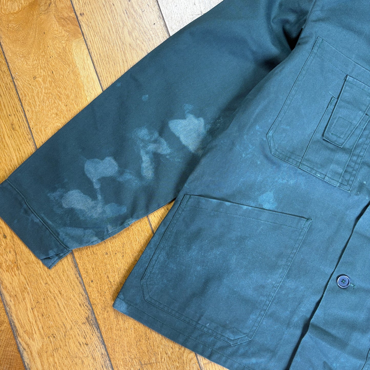 Vintage French Chore Workwear Jacket Green Overcoat - S