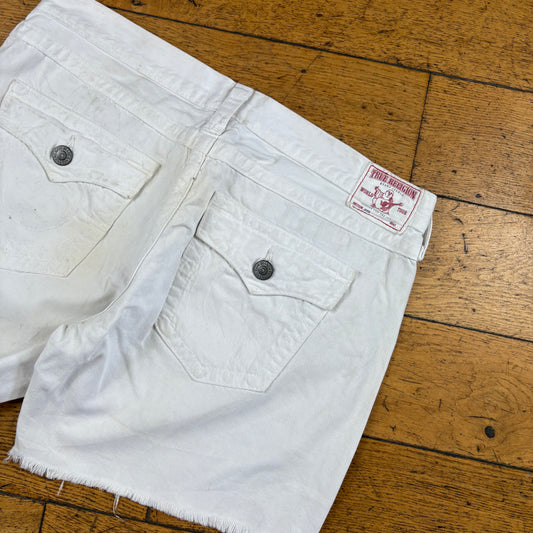 Vintage True Religion Embroidered Y2K White Shorts Jorts - Size 16