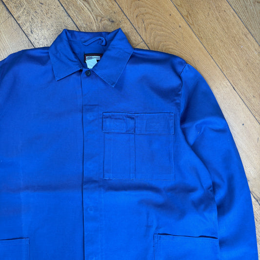 Vintage French Chore Workwear Jacket Blue Overcoat - XXL
