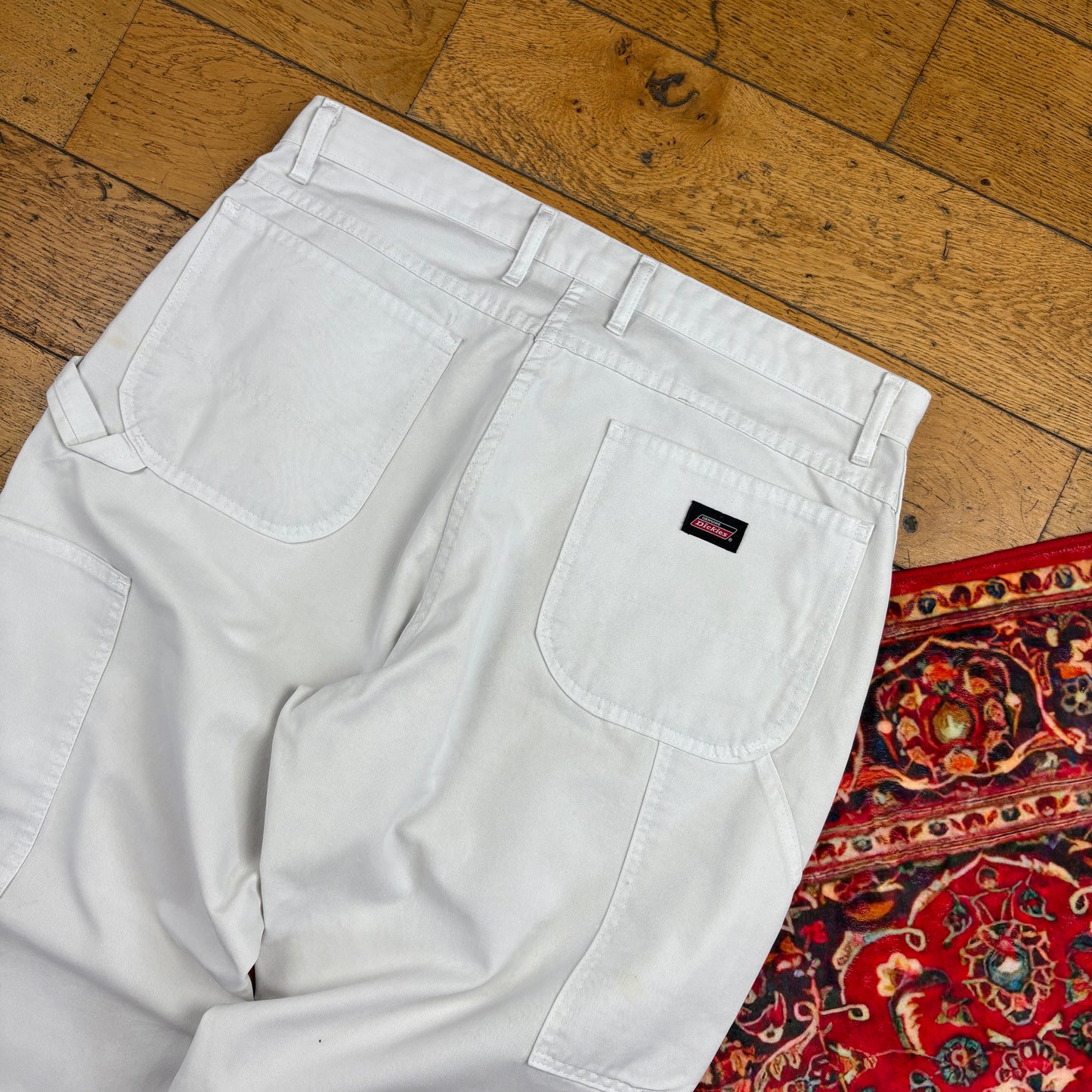Vintage Dickies White Workwear Carpenter Baggy Trousers - 36