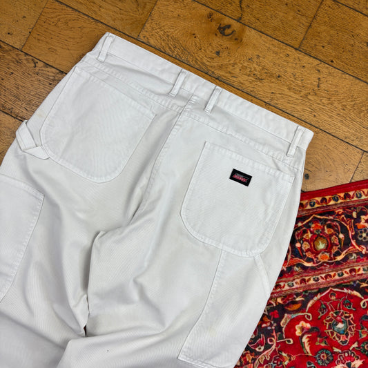 Vintage Dickies White Workwear Carpenter Baggy Trousers - 36