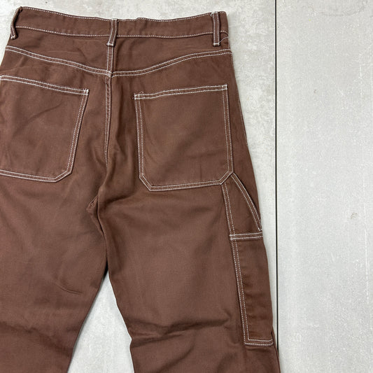 Bershka Embroidered Brown Carpenter Jeans - 32