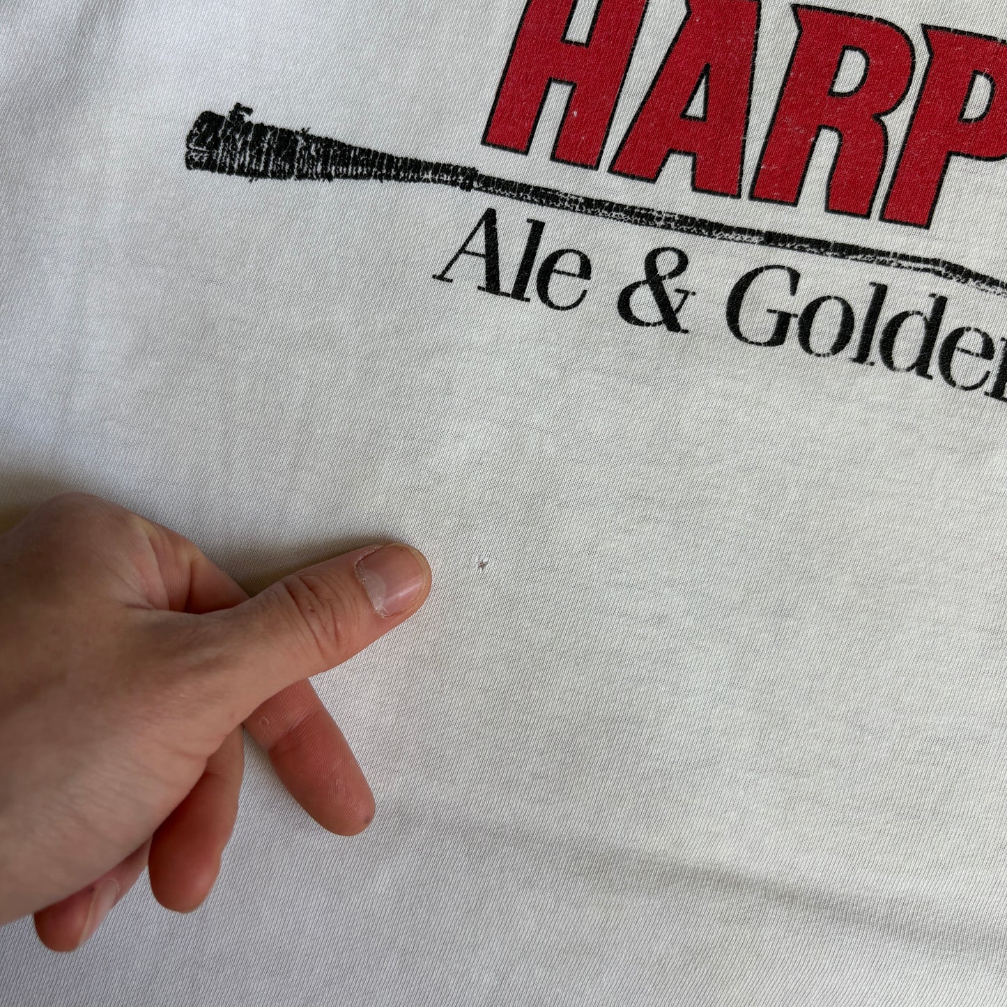 Vintage 90s Harpoon Beer Single Stitch White Graphic T-Shirt - L/XL