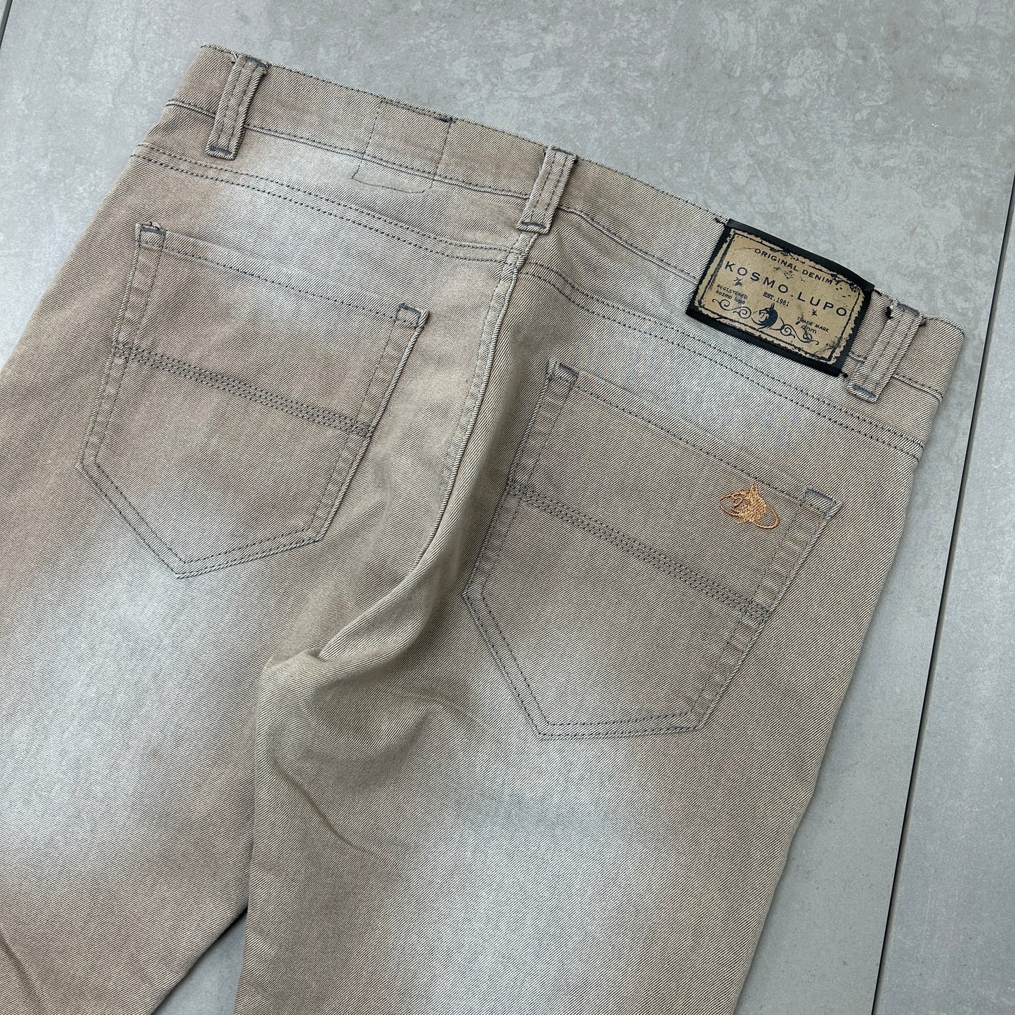 Vintage Kosmo Lupo Embroidered Hip Hop Baggy Brown Jeans - 36