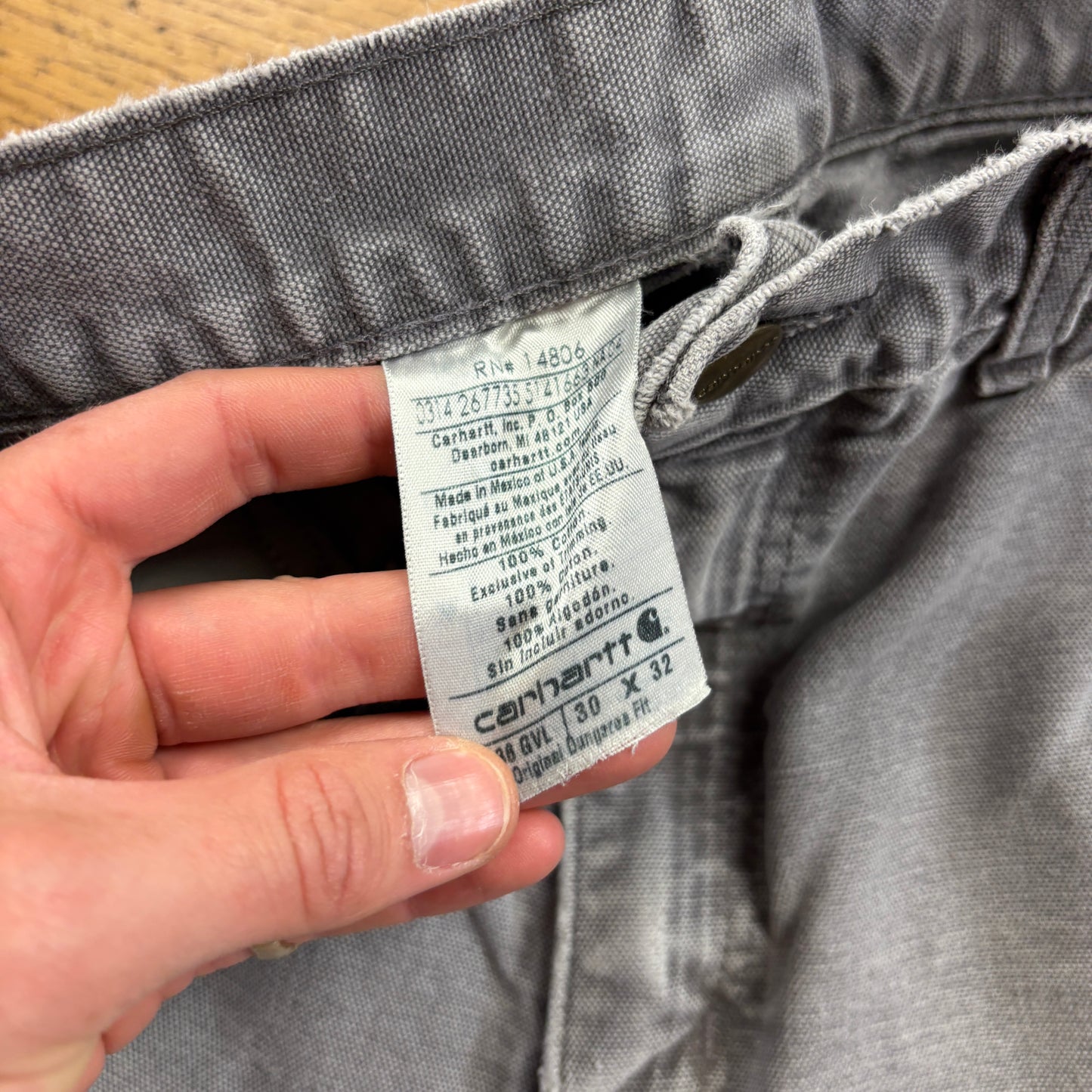 Vintage Carhartt Grey Double Knee Workwear Carpenter Baggy Trousers - 30