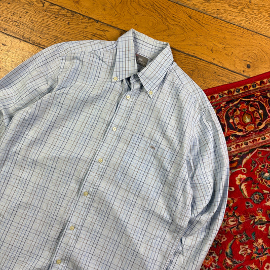 Vintage Lacoste Blue Check Embroidered Shirt - S