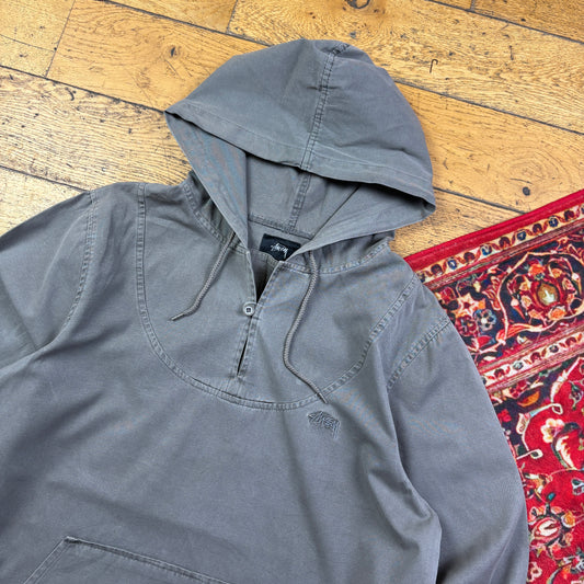 Vintage Stussy Lightweight Grey Pullover Jacket - S