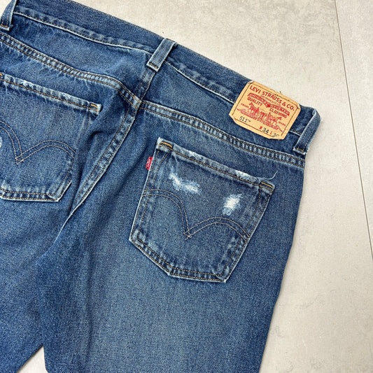 Vintage Levis 511 Slim Blue Denim Shorts - 34