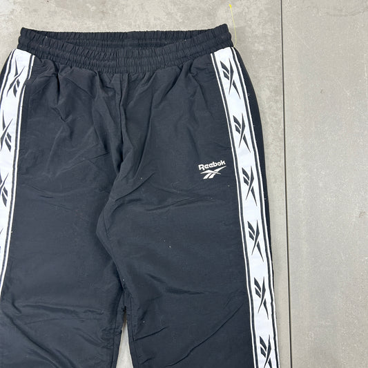 Vintage Reebok Black Baggy Tracksuit Sweatpants Track Pants Bottoms - S
