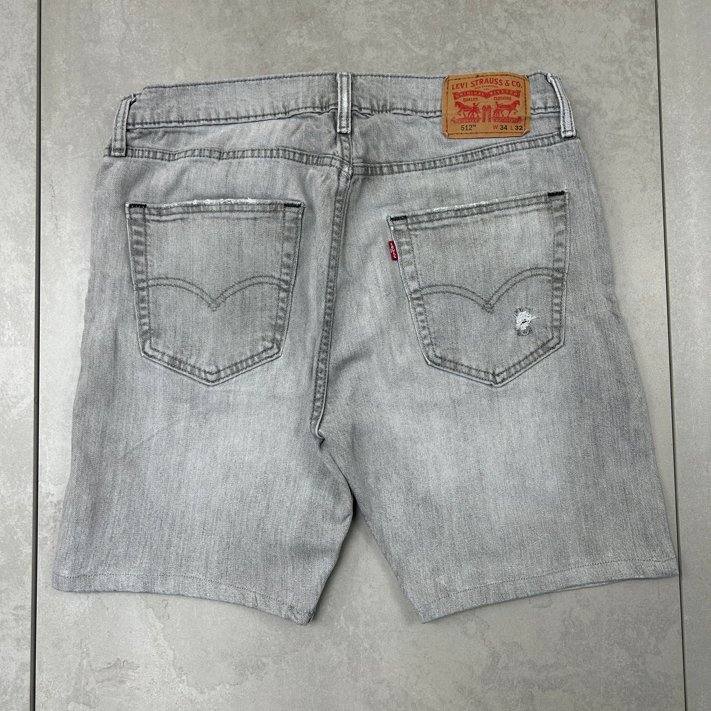 Vintage Levis 512 Slim Grey Denim Shorts - 34