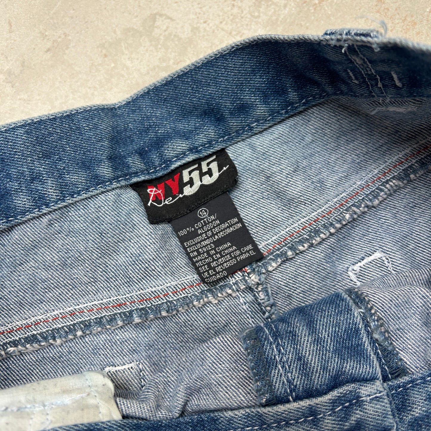 Vintage NY55 Embroidered Hip Hop Baggy Blue Shorts Jorts - 28