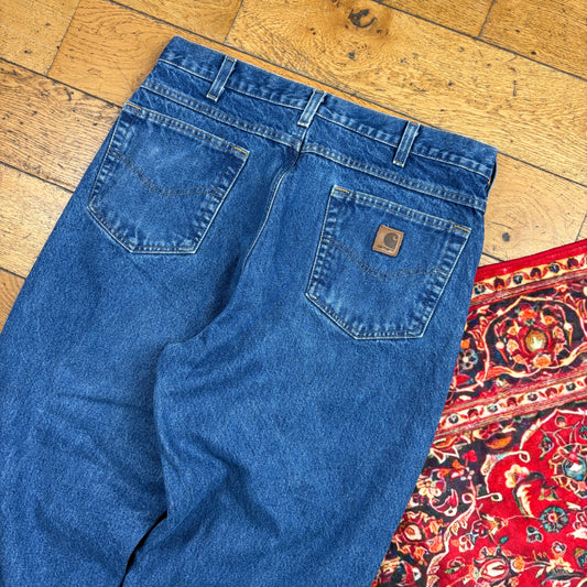 Vintage Carhartt Blue Workwear Carpenter Baggy Jeans - 35