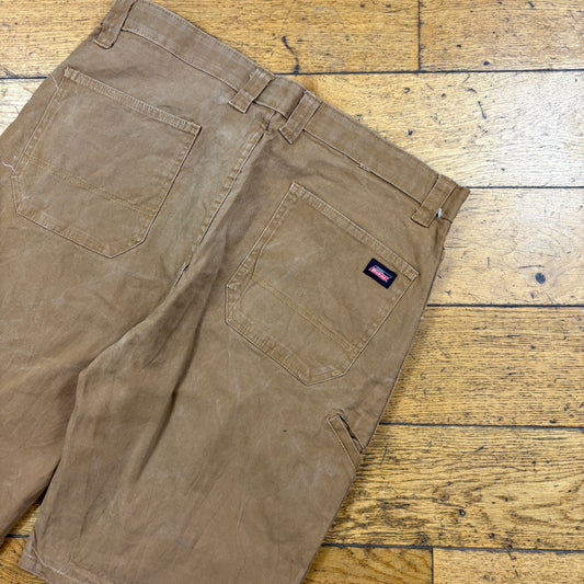 Vintage Dickies Workwear Carpenter Baggy Brown Shorts - 36