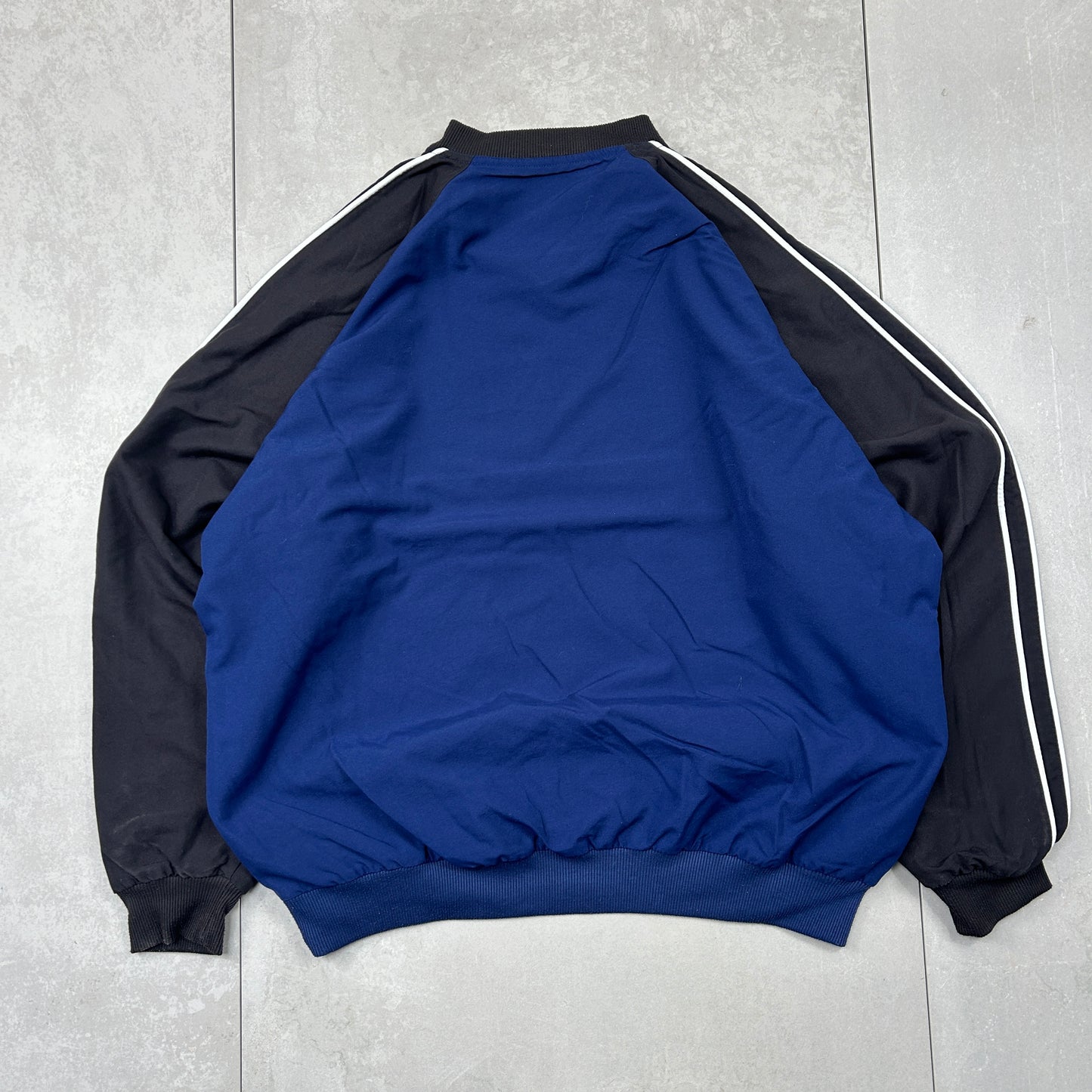 Vintage 90s Adidas Blue Embroidered Windbreaker Pullover Sweatshirt - XL