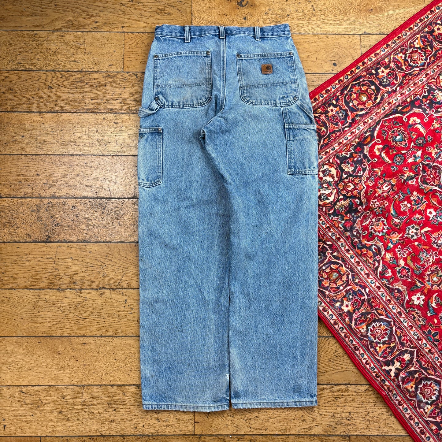 Vintage Carhartt Blue Double Knee Workwear Carpenter Baggy Jeans - 32