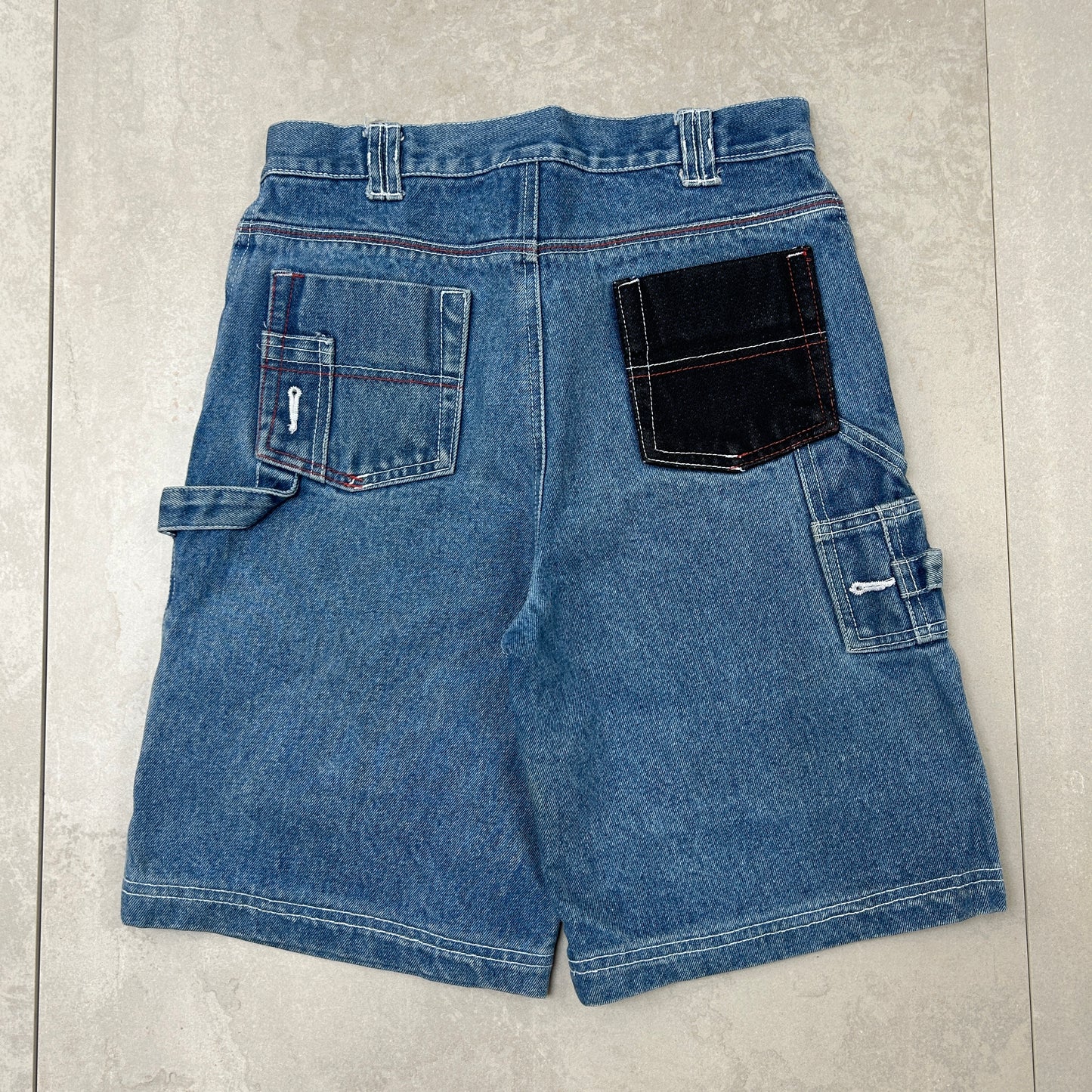 Vintage NY55 Embroidered Hip Hop Baggy Blue Shorts Jorts - 28